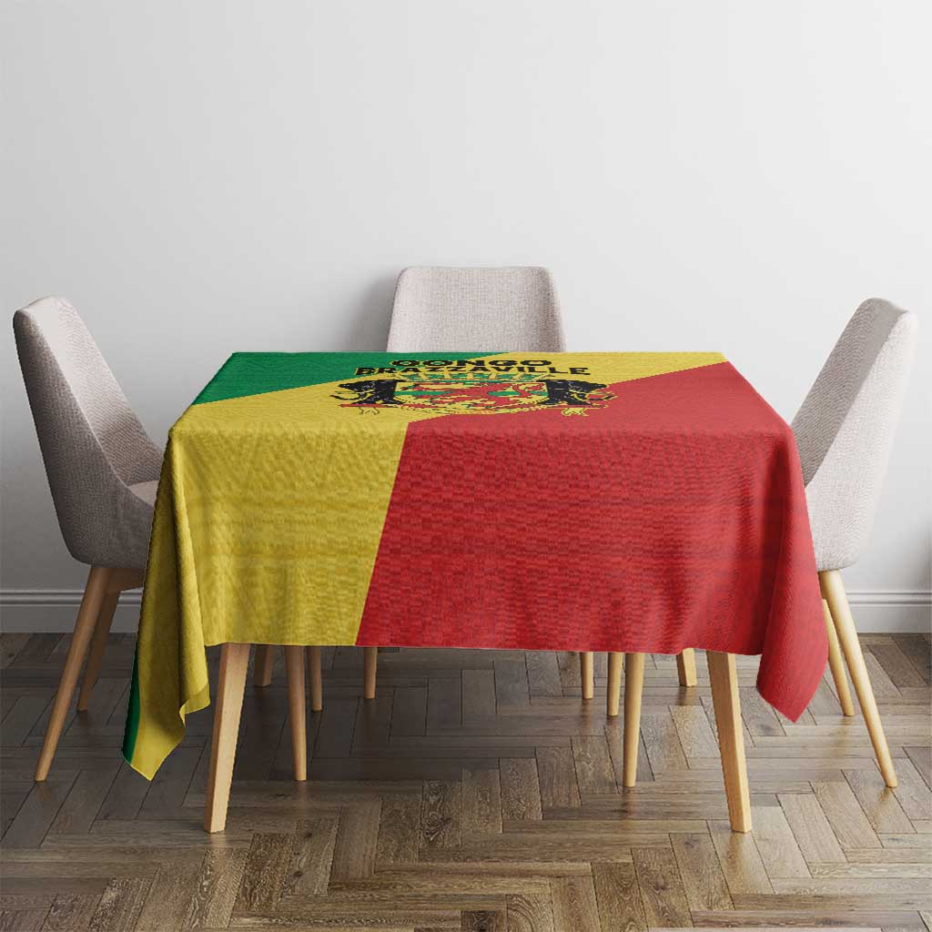 Congo Brazzaville Tablecloth Coat Of Arms With Map - Flag Style - Wonder Print Shop