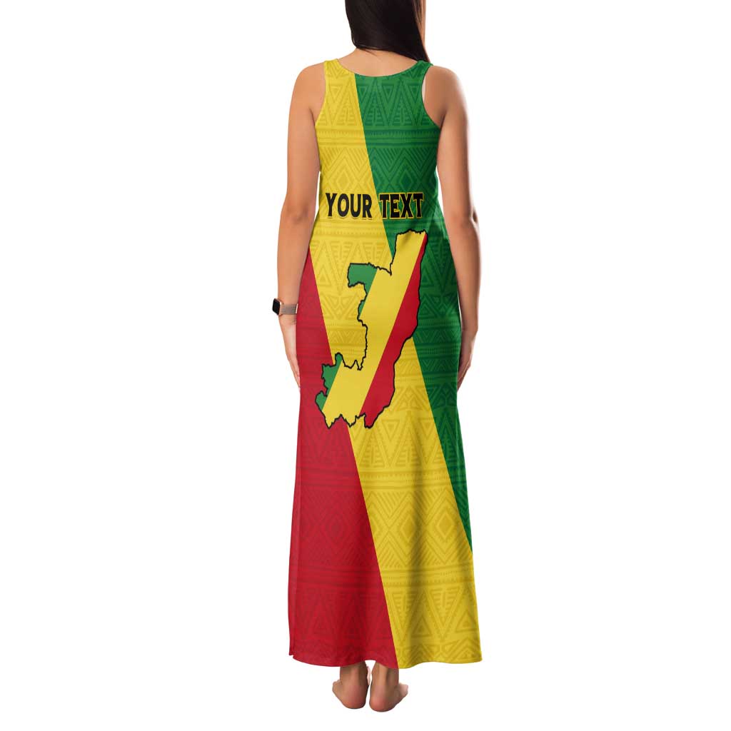 Personalized Congo Brazzaville Tank Maxi Dress Coat Of Arms With Map - Flag Style - Wonder Print Shop