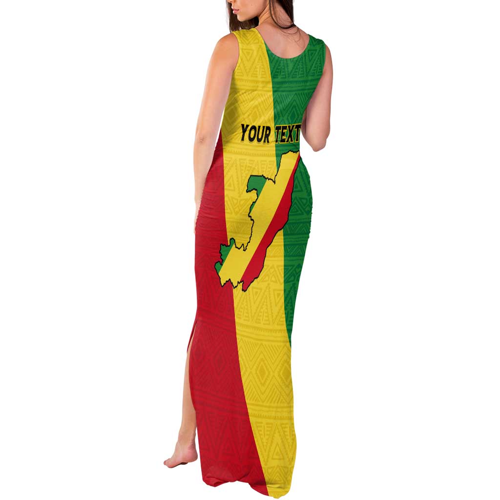 Personalized Congo Brazzaville Tank Maxi Dress Coat Of Arms With Map - Flag Style - Wonder Print Shop