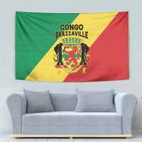 Congo Brazzaville Tapestry Coat Of Arms With Map - Flag Style - Wonder Print Shop