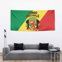 Congo Brazzaville Tapestry Coat Of Arms With Map - Flag Style - Wonder Print Shop