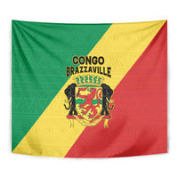Congo Brazzaville Tapestry Coat Of Arms With Map - Flag Style - Wonder Print Shop