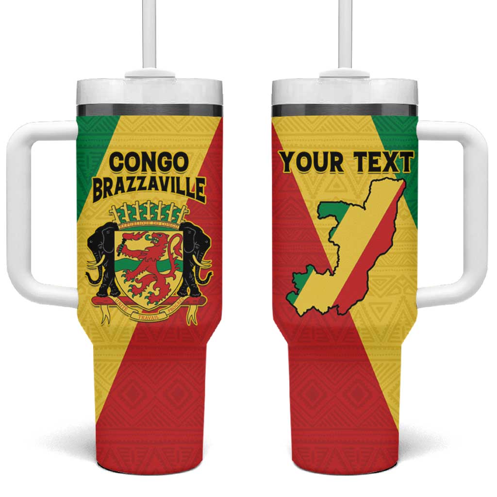 Personalized Congo Brazzaville Tumbler With Handle Coat Of Arms With Map - Flag Style - Wonder Print Shop