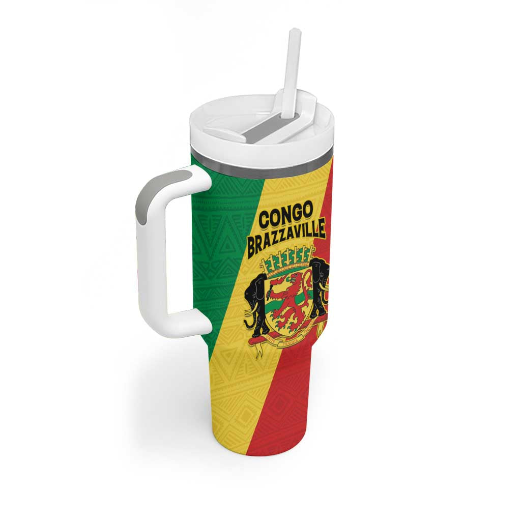 Personalized Congo Brazzaville Tumbler With Handle Coat Of Arms With Map - Flag Style - Wonder Print Shop