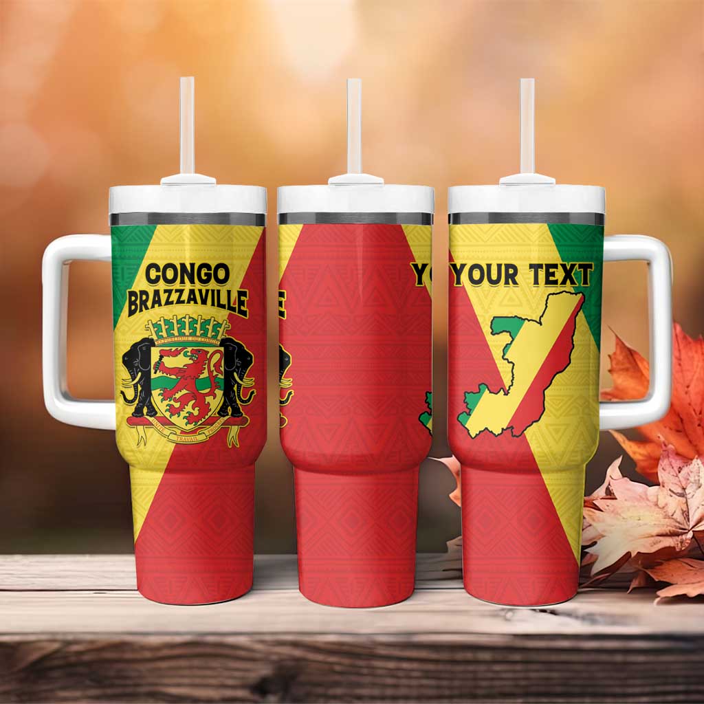 Personalized Congo Brazzaville Tumbler With Handle Coat Of Arms With Map - Flag Style - Wonder Print Shop