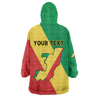 Personalized Congo Brazzaville Wearable Blanket Hoodie Coat Of Arms With Map - Flag Style - Wonder Print Shop