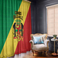 Congo Brazzaville Window Curtain Coat Of Arms With Map - Flag Style - Wonder Print Shop