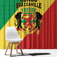 Congo Brazzaville Window Curtain Coat Of Arms With Map - Flag Style - Wonder Print Shop