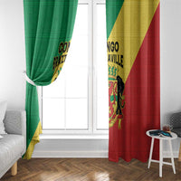 Congo Brazzaville Window Curtain Coat Of Arms With Map - Flag Style - Wonder Print Shop