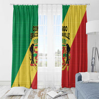 Congo Brazzaville Window Curtain Coat Of Arms With Map - Flag Style - Wonder Print Shop