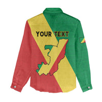 Personalized Congo Brazzaville Women Casual Shirt Coat Of Arms With Map - Flag Style - Wonder Print Shop