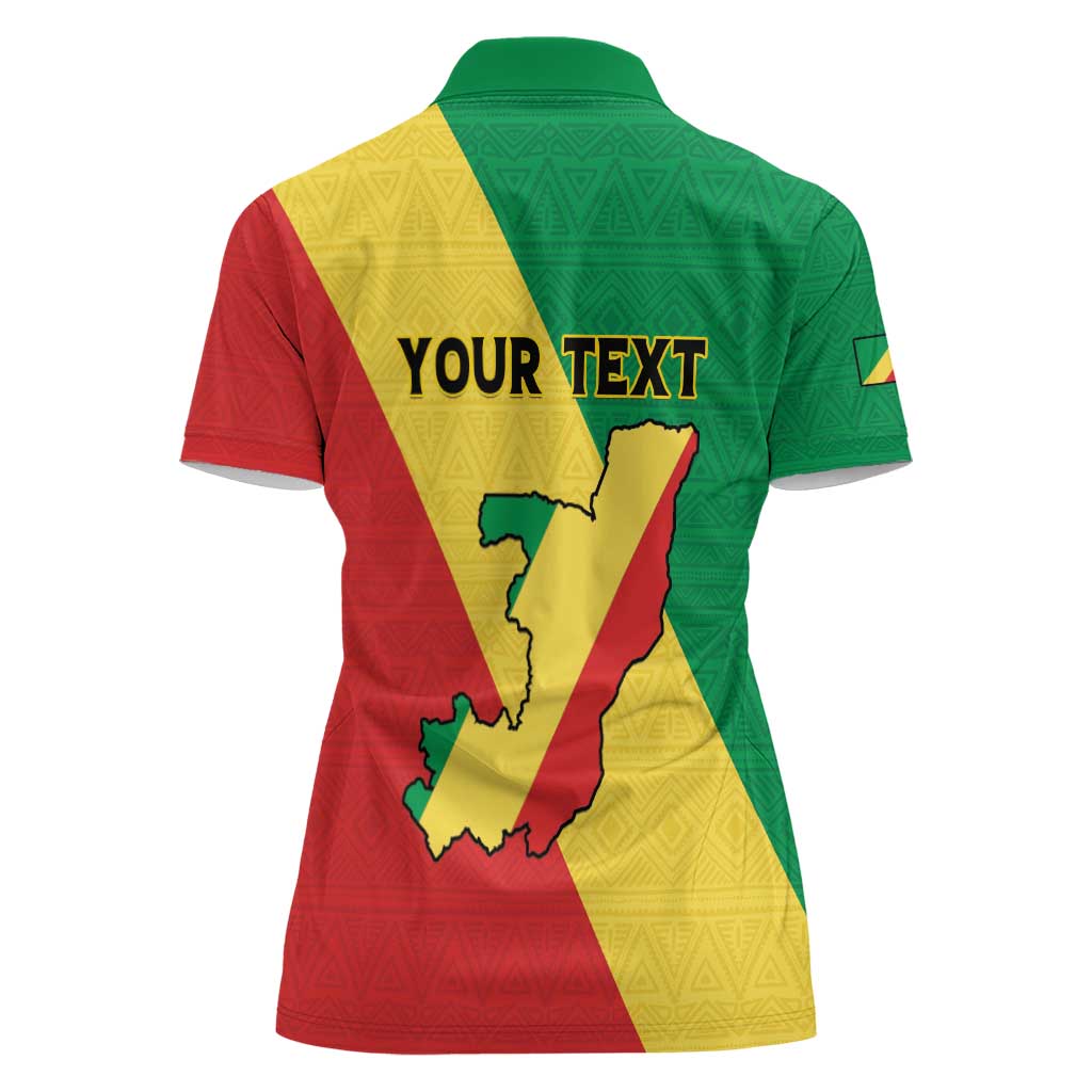 Personalized Congo Brazzaville Women Polo Shirt Coat Of Arms With Map - Flag Style - Wonder Print Shop