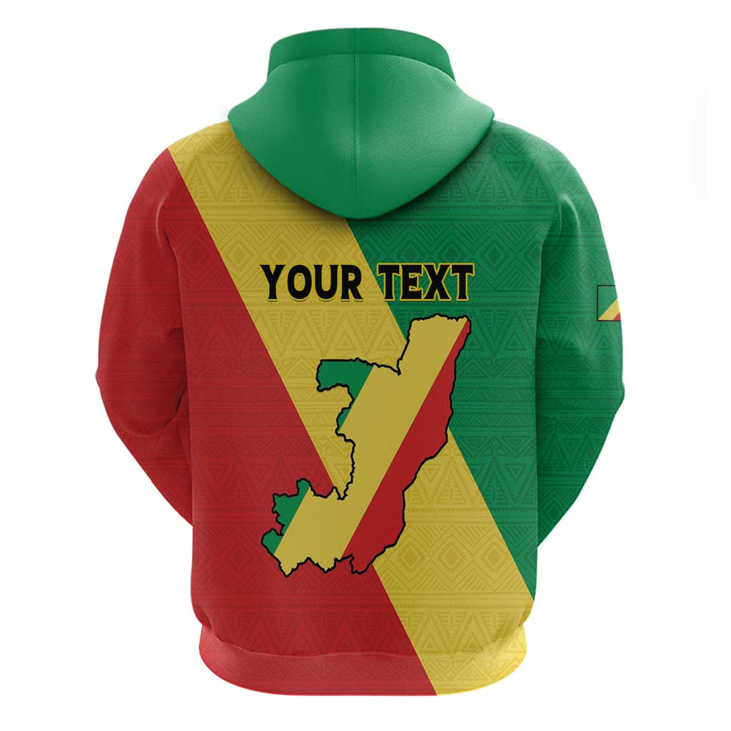 Personalized Congo Brazzaville Zip Hoodie Coat Of Arms With Map - Flag Style - Wonder Print Shop