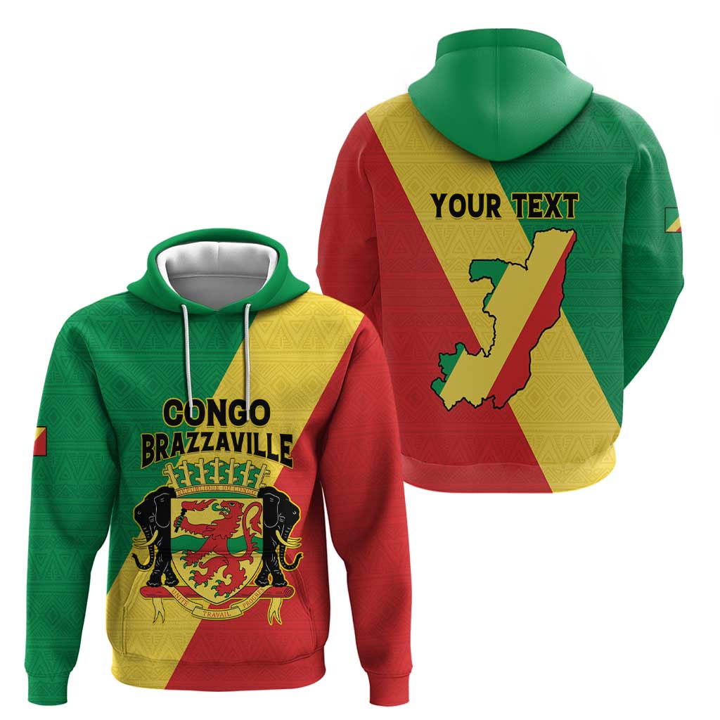 Personalized Congo Brazzaville Zip Hoodie Coat Of Arms With Map - Flag Style - Wonder Print Shop