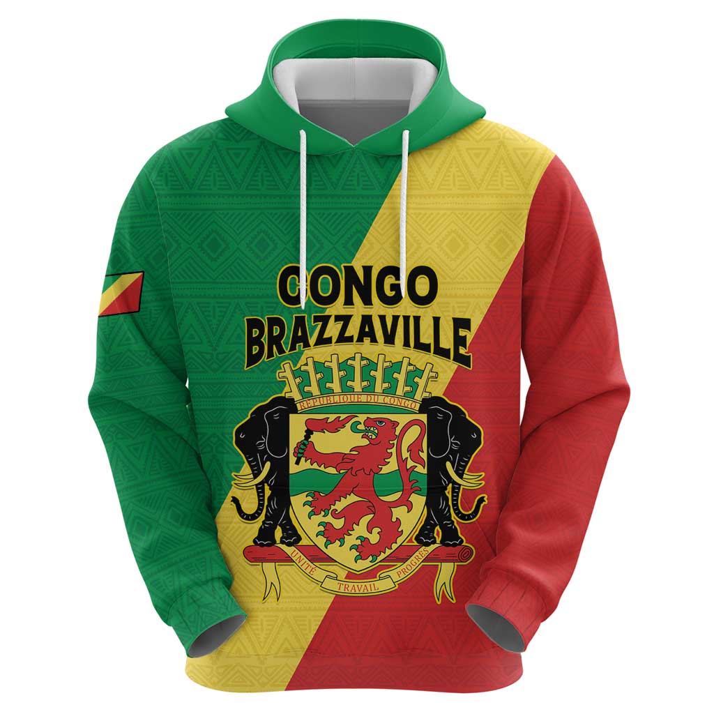 Personalized Congo Brazzaville Zip Hoodie Coat Of Arms With Map - Flag Style - Wonder Print Shop