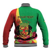 Personalized Congo Brazzaville National Day Baseball Jacket Coat Of Arms Hibiscus Flower - Wonder Print Shop