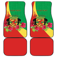 Personalized Congo Brazzaville National Day Car Mats Coat Of Arms Hibiscus Flower - Wonder Print Shop