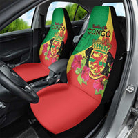 Personalized Congo Brazzaville National Day Car Seat Cover Coat Of Arms Hibiscus Flower - Wonder Print Shop