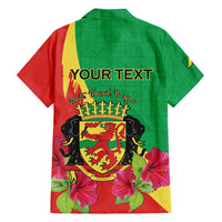 Personalized Congo Brazzaville National Day Family Matching Long Sleeve Bodycon Dress and Hawaiian Shirt Coat Of Arms Hibiscus Flower - Wonder Print Shop