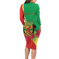 Personalized Congo Brazzaville National Day Family Matching Long Sleeve Bodycon Dress and Hawaiian Shirt Coat Of Arms Hibiscus Flower - Wonder Print Shop