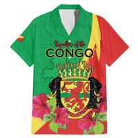 Personalized Congo Brazzaville National Day Family Matching Mermaid Dress and Hawaiian Shirt Coat Of Arms Hibiscus Flower - Wonder Print Shop