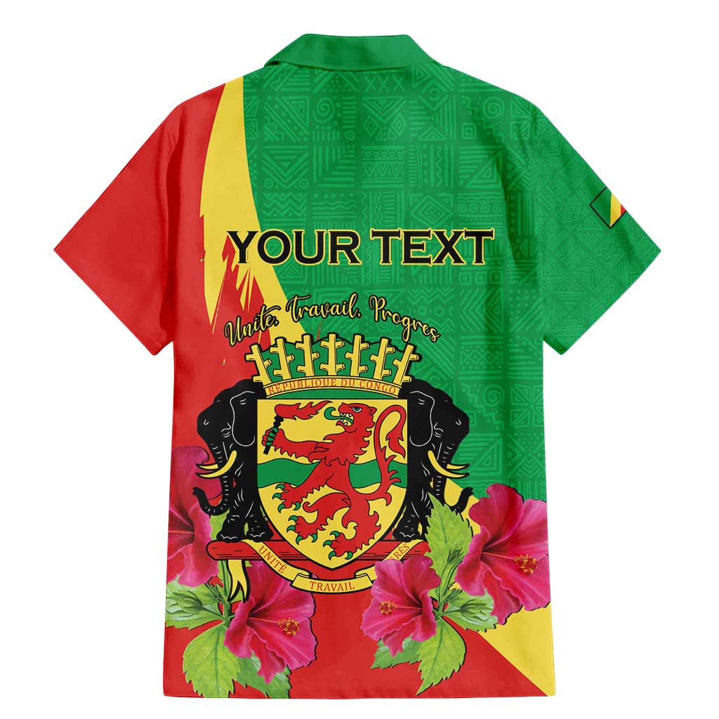 Personalized Congo Brazzaville National Day Family Matching Mermaid Dress and Hawaiian Shirt Coat Of Arms Hibiscus Flower - Wonder Print Shop