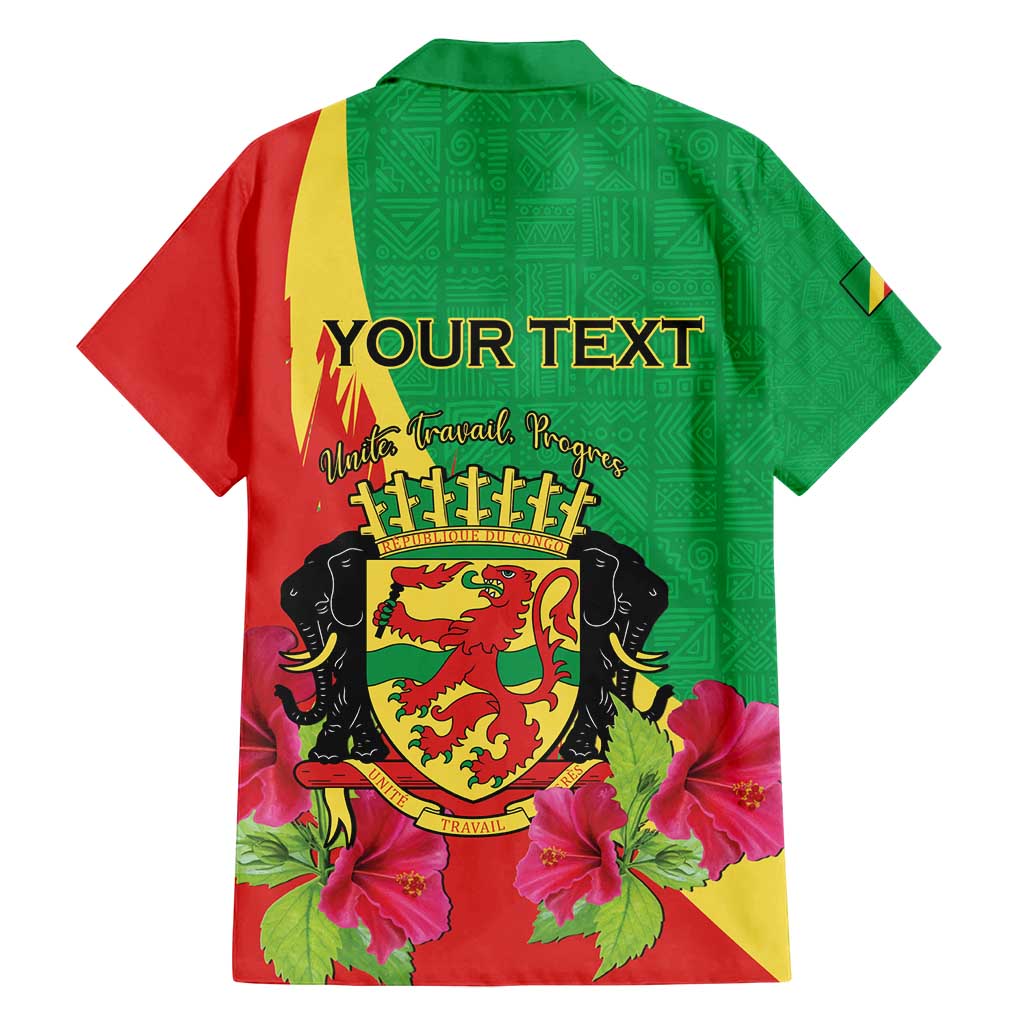 Personalized Congo Brazzaville National Day Family Matching Off Shoulder Short Dress and Hawaiian Shirt Coat Of Arms Hibiscus Flower - Wonder Print Shop