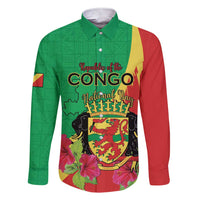 Personalized Congo Brazzaville National Day Family Matching Short Sleeve Bodycon Dress and Hawaiian Shirt Coat Of Arms Hibiscus Flower - Wonder Print Shop