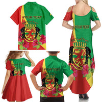Personalized Congo Brazzaville National Day Family Matching Summer Maxi Dress and Hawaiian Shirt Coat Of Arms Hibiscus Flower - Wonder Print Shop