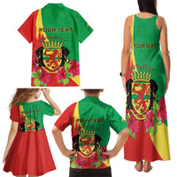 Personalized Congo Brazzaville National Day Family Matching Tank Maxi Dress and Hawaiian Shirt Coat Of Arms Hibiscus Flower - Wonder Print Shop