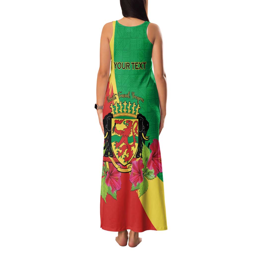 Personalized Congo Brazzaville National Day Family Matching Tank Maxi Dress and Hawaiian Shirt Coat Of Arms Hibiscus Flower - Wonder Print Shop