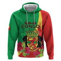 Personalized Congo Brazzaville National Day Hoodie Coat Of Arms Hibiscus Flower - Wonder Print Shop