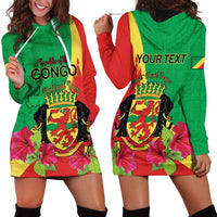 Personalized Congo Brazzaville National Day Hoodie Dress Coat Of Arms Hibiscus Flower - Wonder Print Shop