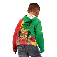 Personalized Congo Brazzaville National Day Kid Hoodie Coat Of Arms Hibiscus Flower - Wonder Print Shop