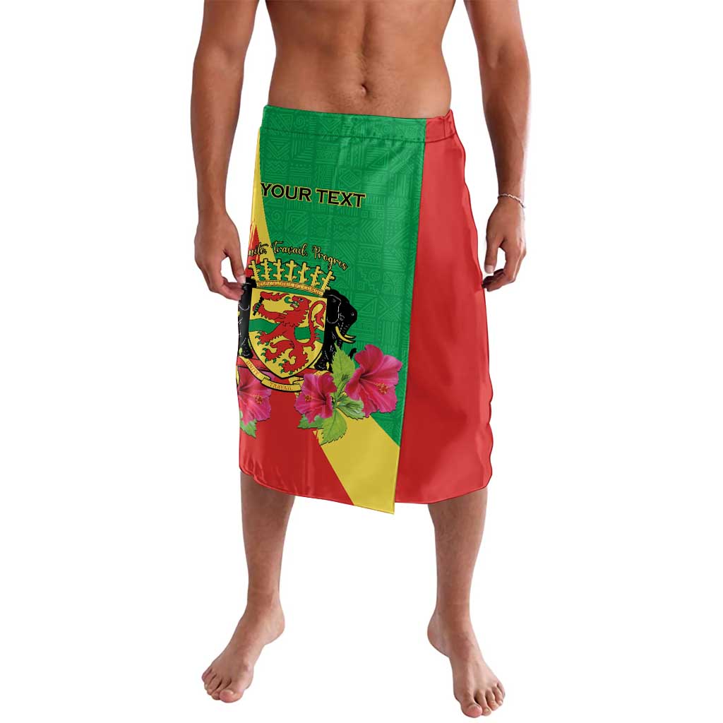 Personalized Congo Brazzaville National Day Lavalava Coat Of Arms Hibiscus Flower - Wonder Print Shop