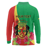 Personalized Congo Brazzaville National Day Long Sleeve Polo Shirt Coat Of Arms Hibiscus Flower - Wonder Print Shop