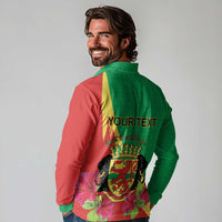 Personalized Congo Brazzaville National Day Long Sleeve Polo Shirt Coat Of Arms Hibiscus Flower - Wonder Print Shop