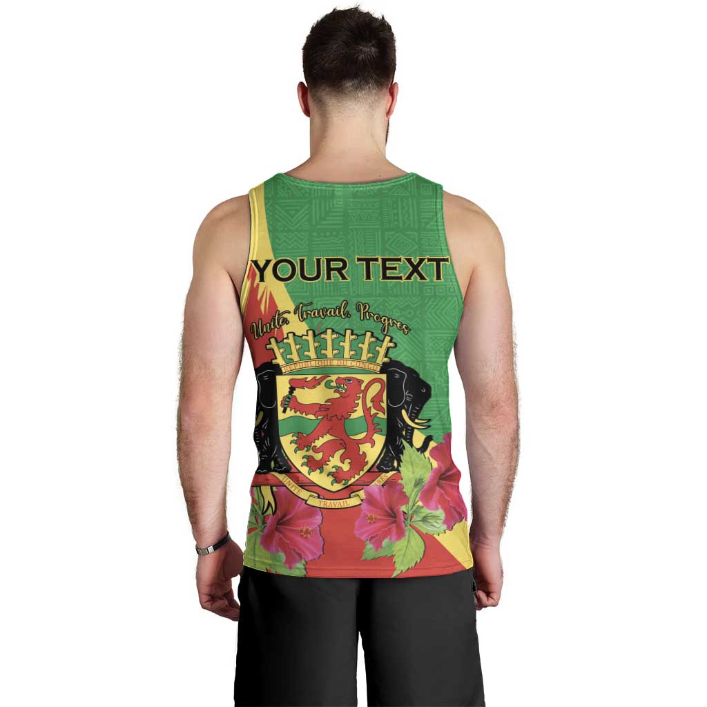 Personalized Congo Brazzaville National Day Men Tank Top Coat Of Arms Hibiscus Flower - Wonder Print Shop