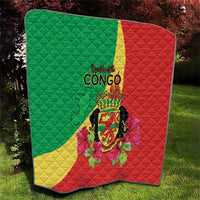 Personalized Congo Brazzaville National Day Quilt Coat Of Arms Hibiscus Flower - Wonder Print Shop