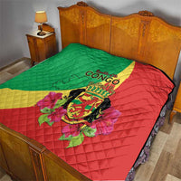 Personalized Congo Brazzaville National Day Quilt Coat Of Arms Hibiscus Flower - Wonder Print Shop