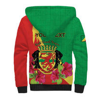 Personalized Congo Brazzaville National Day Sherpa Hoodie Coat Of Arms Hibiscus Flower - Wonder Print Shop