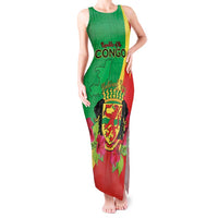 Personalized Congo Brazzaville National Day Tank Maxi Dress Coat Of Arms Hibiscus Flower - Wonder Print Shop