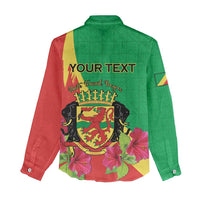 Personalized Congo Brazzaville National Day Women Casual Shirt Coat Of Arms Hibiscus Flower - Wonder Print Shop