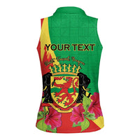 Personalized Congo Brazzaville National Day Women Sleeveless Polo Shirt Coat Of Arms Hibiscus Flower - Wonder Print Shop