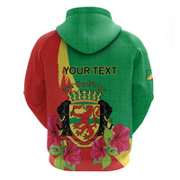Personalized Congo Brazzaville National Day Zip Hoodie Coat Of Arms Hibiscus Flower - Wonder Print Shop