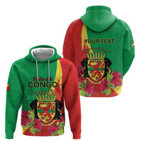 Personalized Congo Brazzaville National Day Zip Hoodie Coat Of Arms Hibiscus Flower - Wonder Print Shop