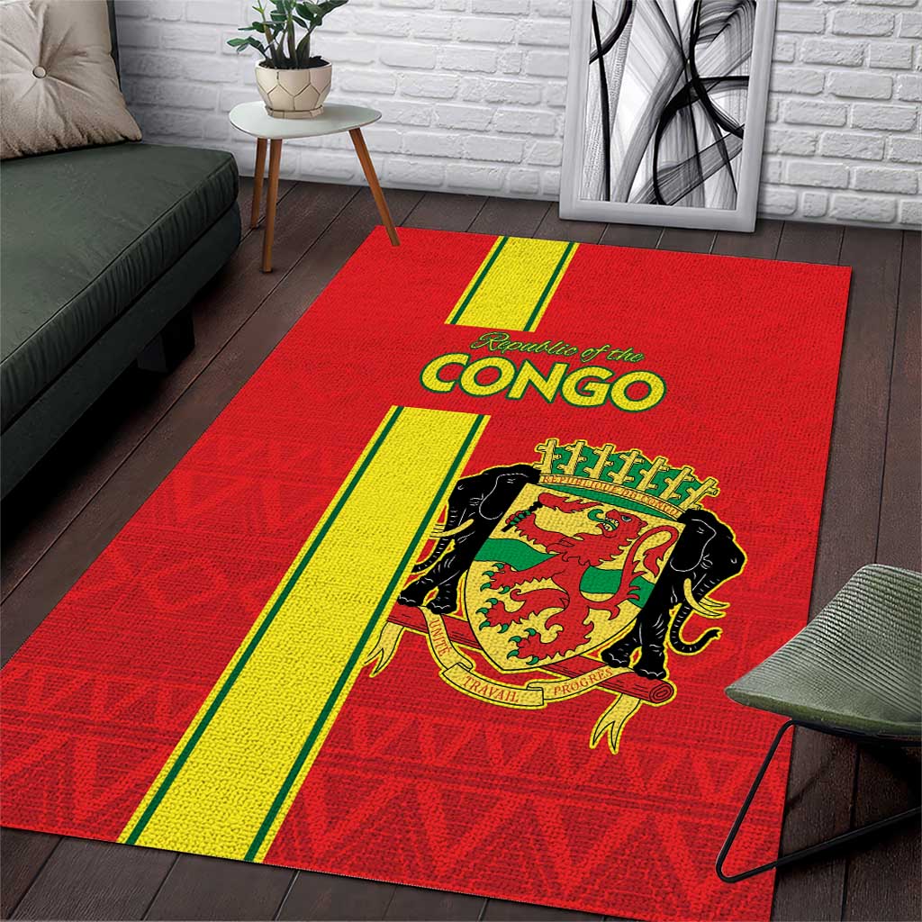 Congo Brazzaville Football Area Rug Go Ba Diabulu ya Mbwaki Red Color - Wonder Print Shop