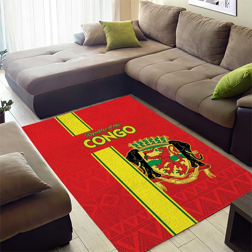 Congo Brazzaville Football Area Rug Go Ba Diabulu ya Mbwaki Red Color - Wonder Print Shop