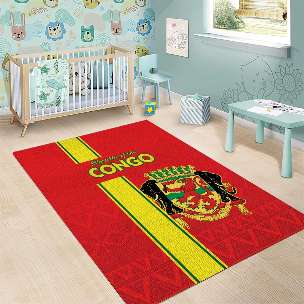 Congo Brazzaville Football Area Rug Go Ba Diabulu ya Mbwaki Red Color - Wonder Print Shop