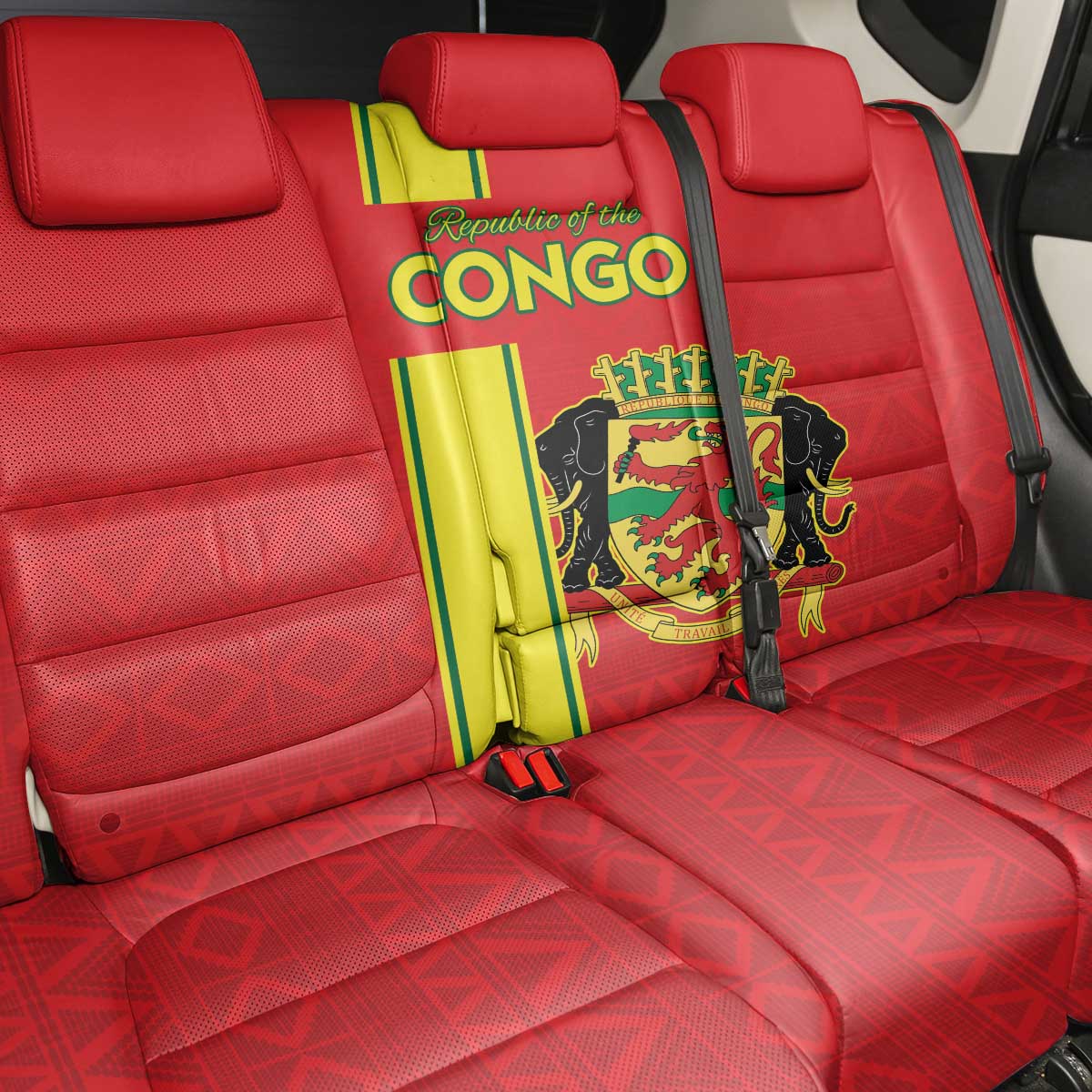 Congo Brazzaville Football Back Car Seat Cover Go Ba Diabulu ya Mbwaki Red Color - Wonder Print Shop